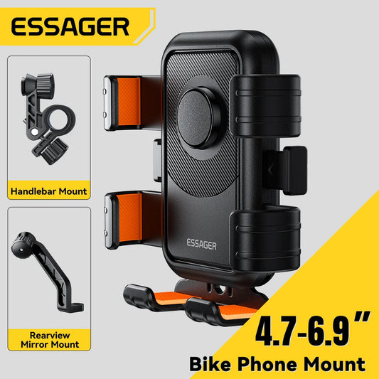 Essager 360° Motorcycle & Bike Phone Mount – Universal 4.7–6.9" Holder (Non-Slip & Rotatable